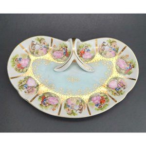 Arnart Creation Heart Courtship Vanity Dish Gold Trim Hand Painted Japan Cr154